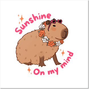 Sunshine on my mind a cute capybara ready for Summer vacation Posters and Art